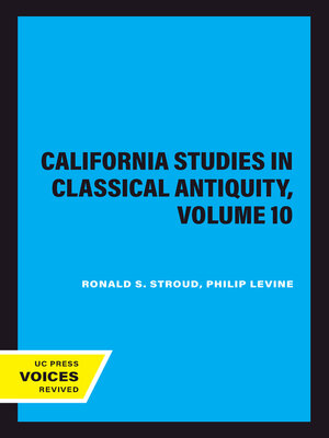 cover image of California Studies in Classical Antiquity, Volume 10